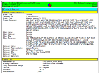 HVACR design sample: Load Calculations