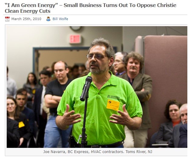 “I Am Green Energy” – Small Business Turns Out To Oppose Christie Clean Energy Cuts